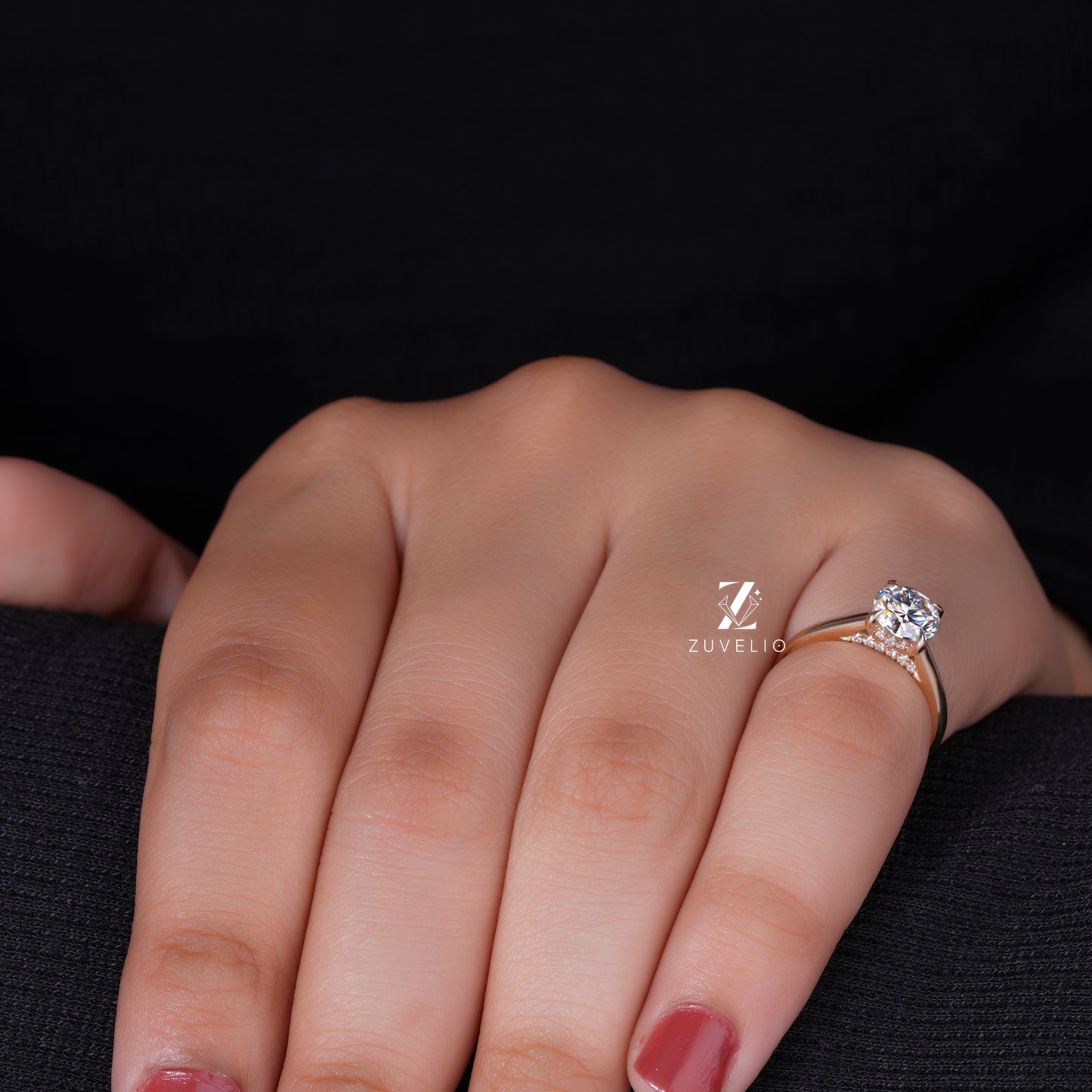 Round Cathedral Moissanite Ring