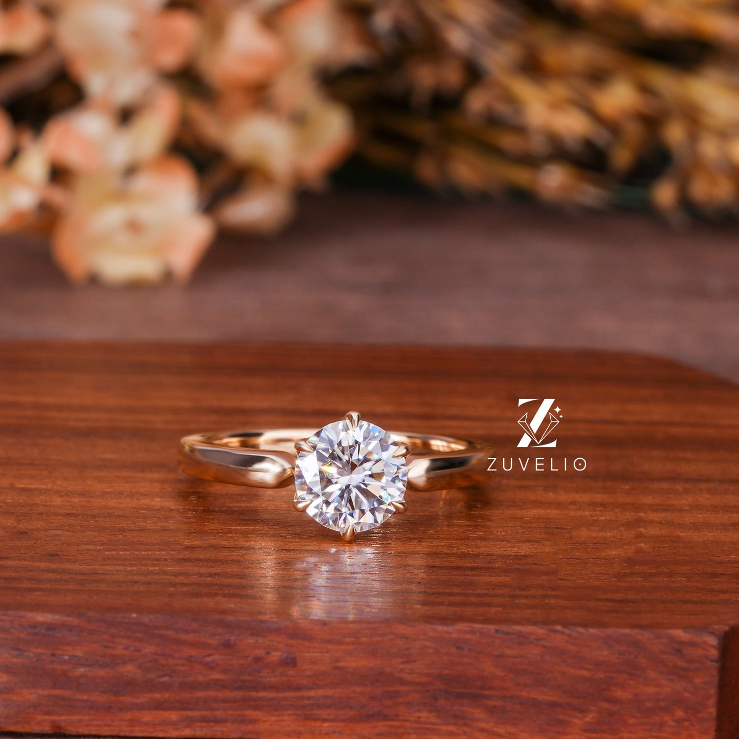 Round Tulip Solitaire Ring