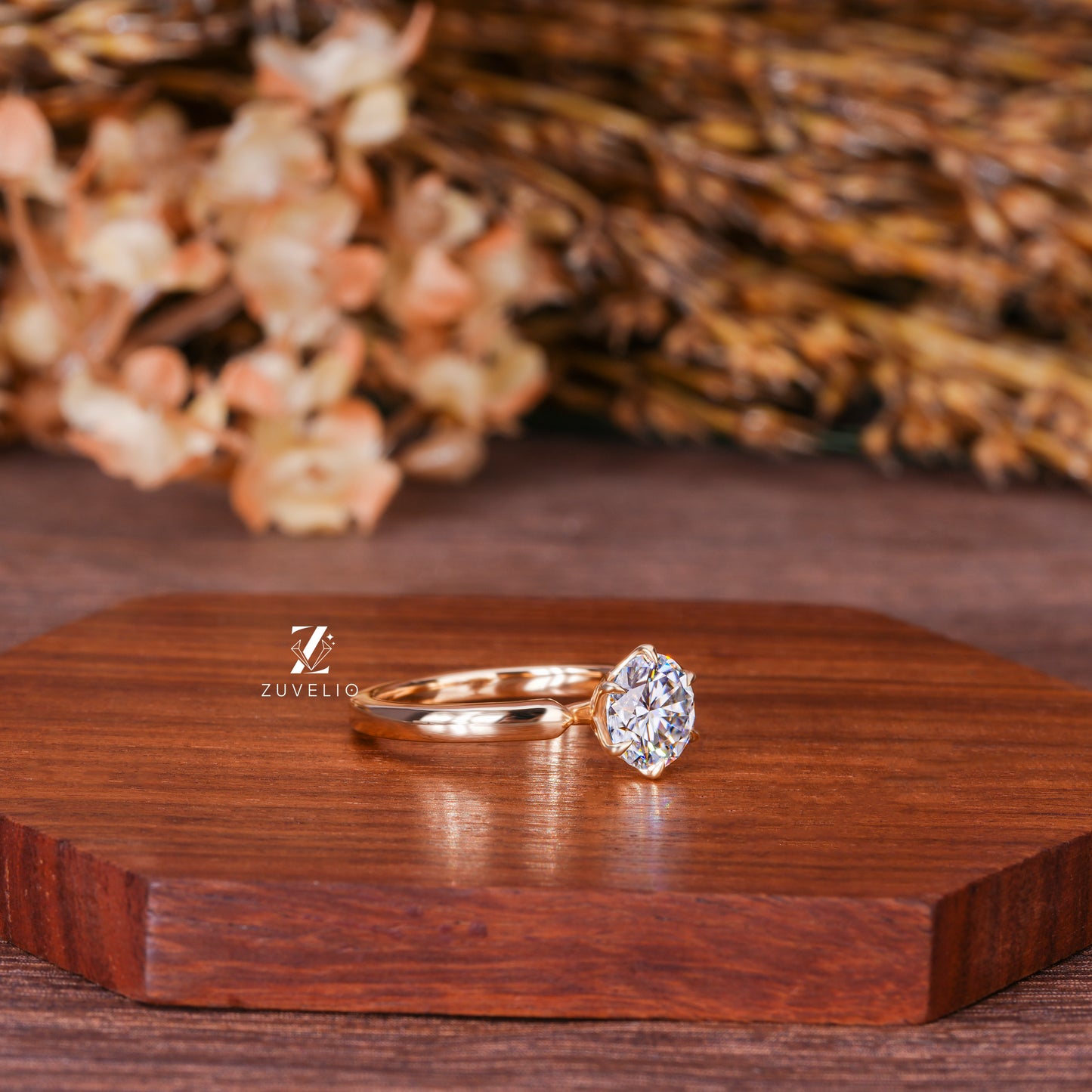 Round Tulip Solitaire Ring