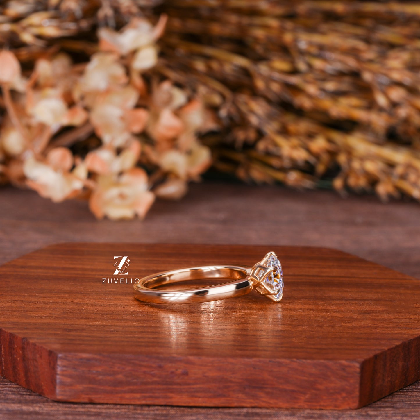 Round Tulip Solitaire Ring