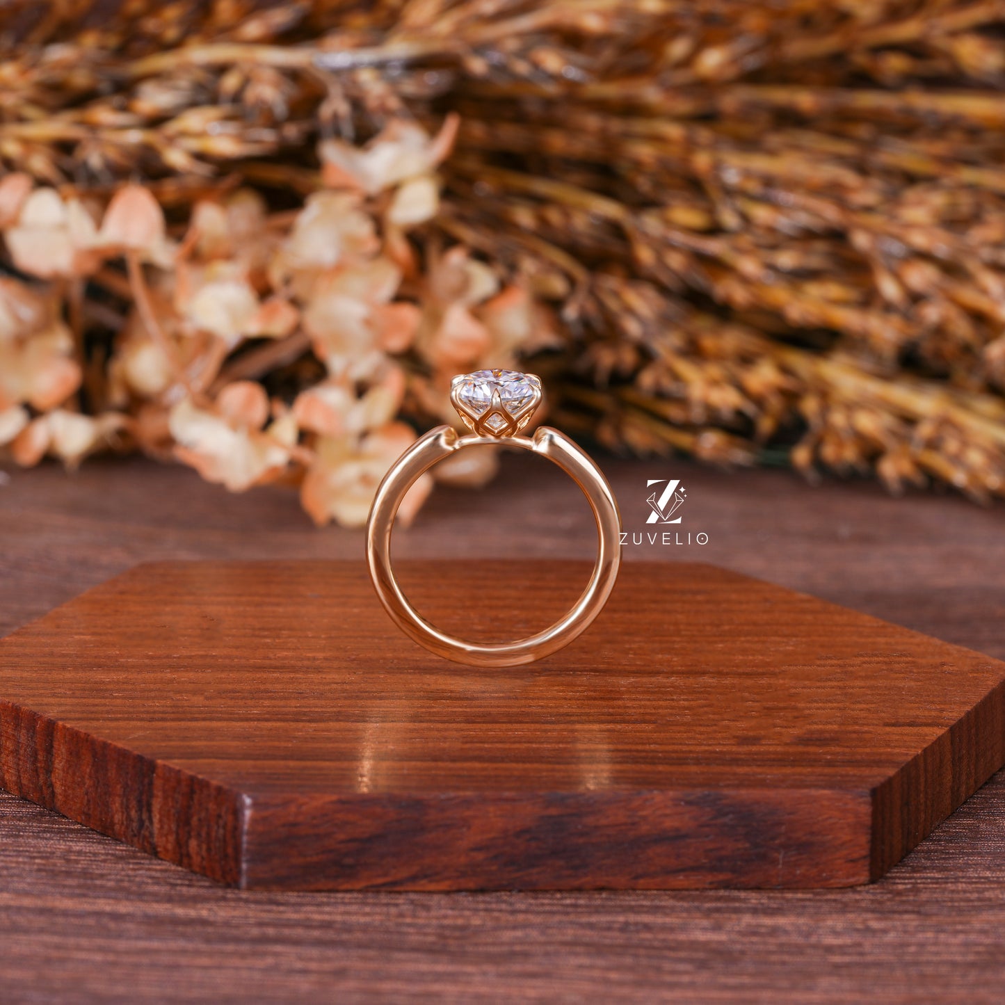Round Tulip Solitaire Ring