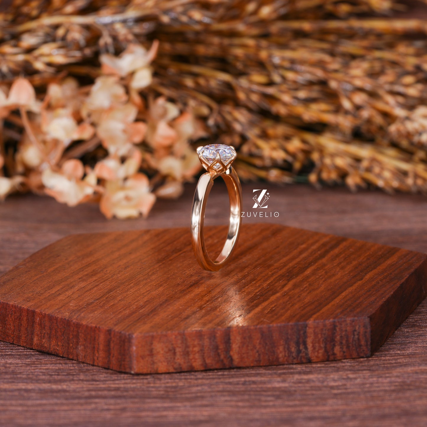 Round Tulip Solitaire Ring