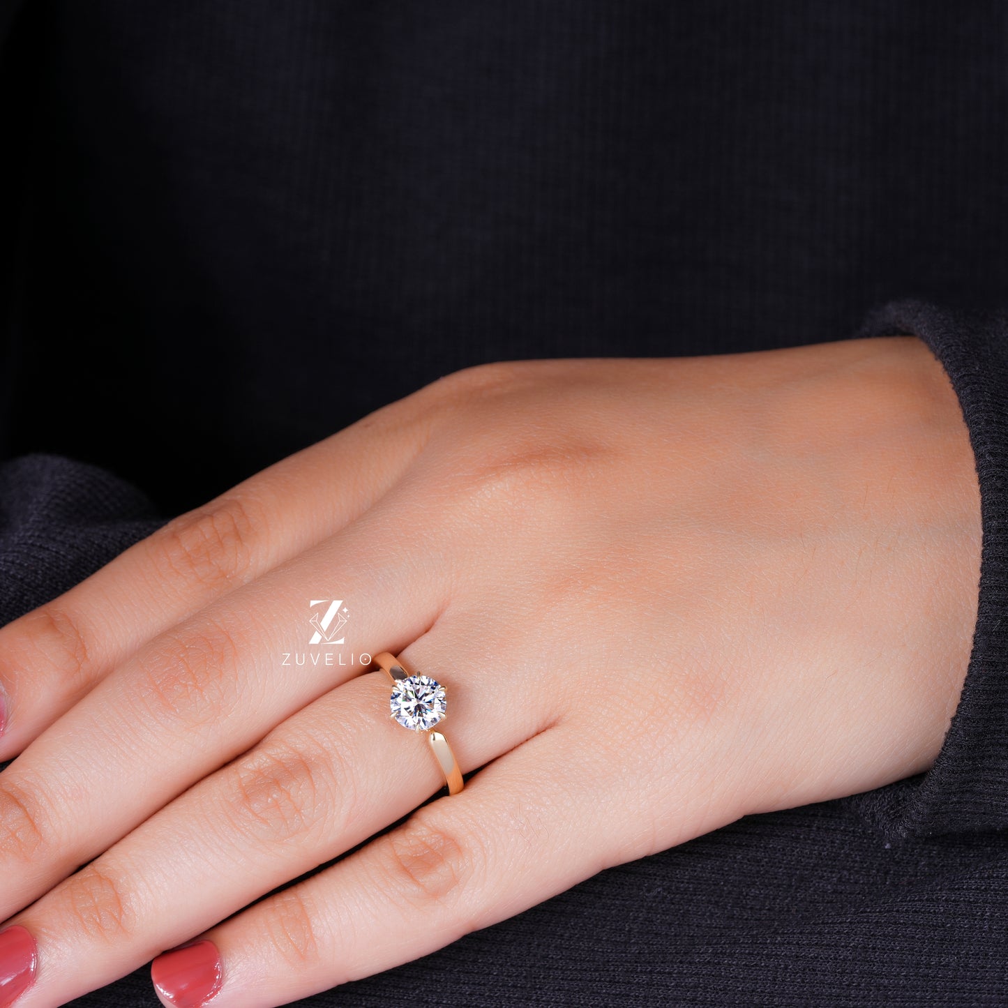 Round Tulip Solitaire Ring