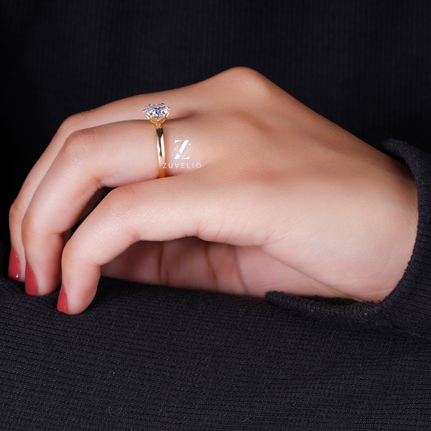 Round Tulip Solitaire Ring