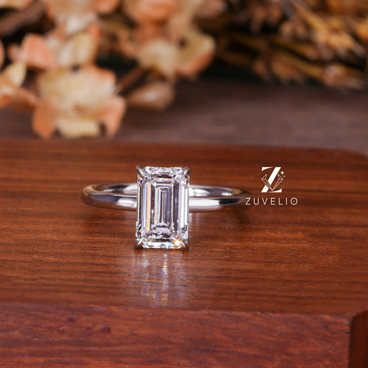 Emerald Solitaire Diamond Ring