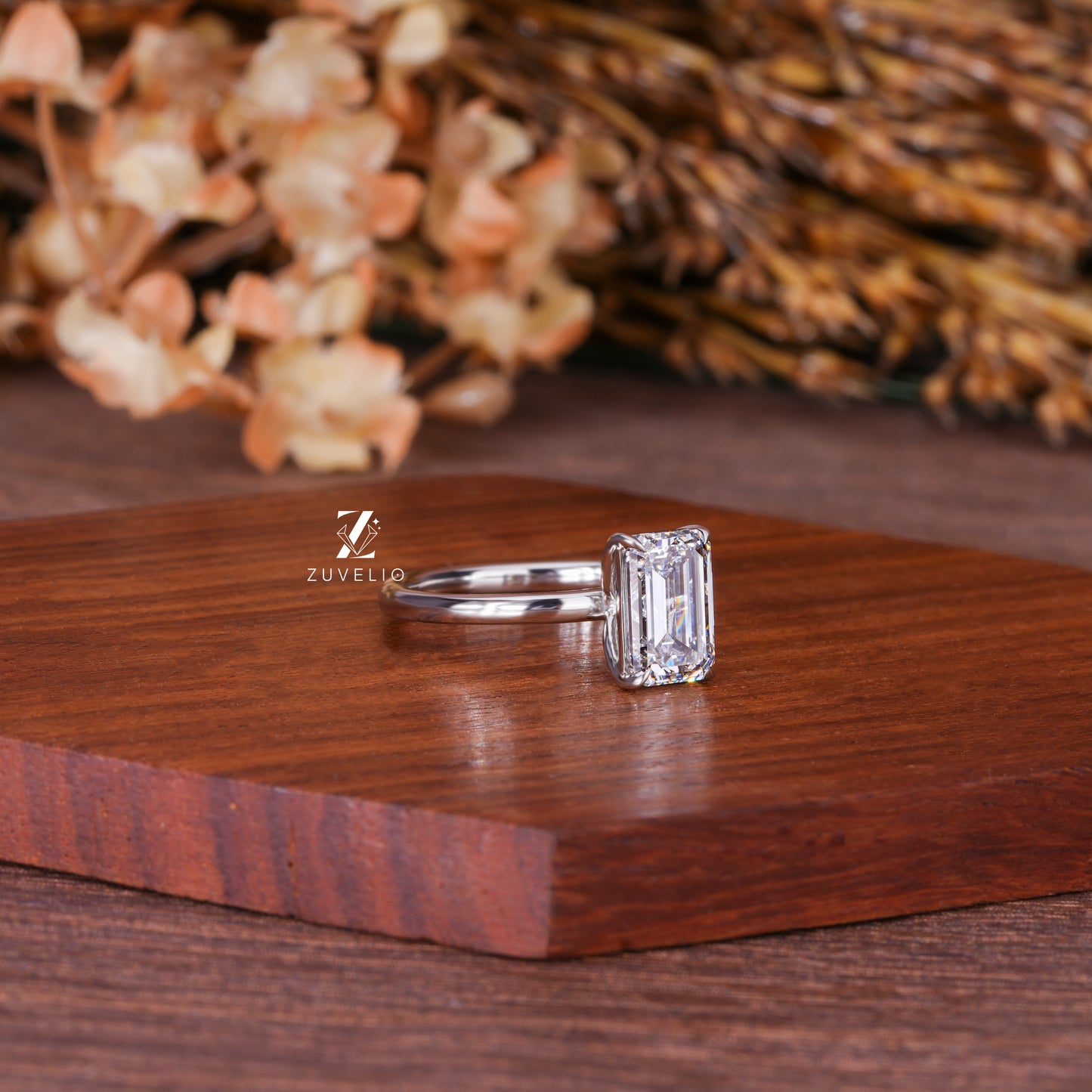 Emerald Solitaire Diamond Ring