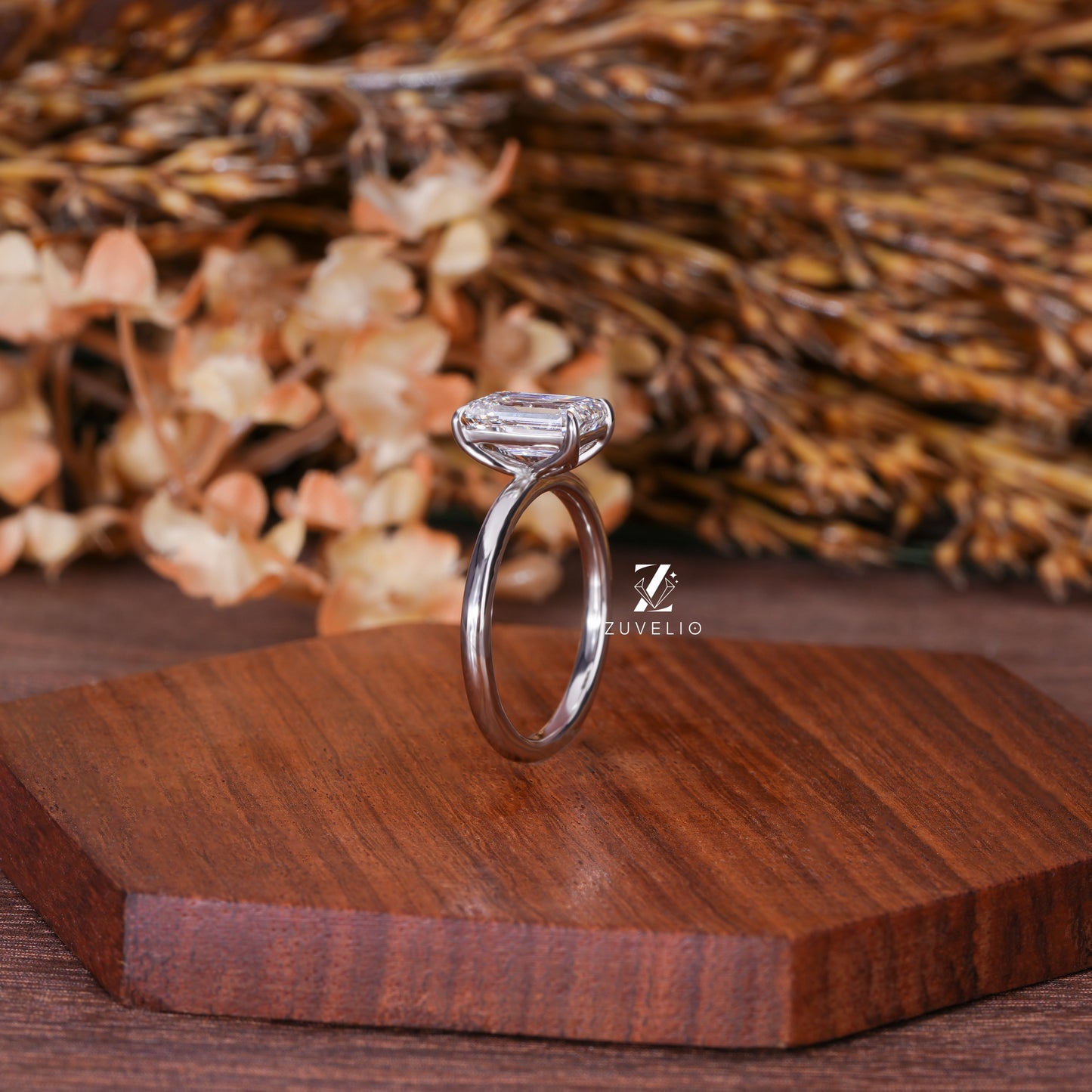 Emerald Solitaire Diamond Ring