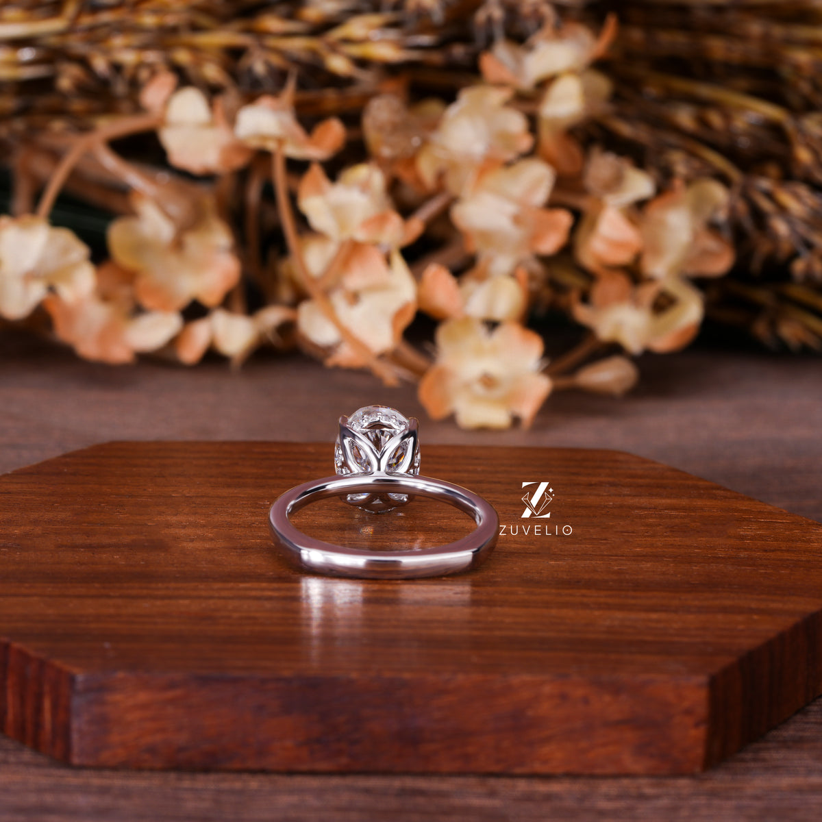 Oval Moissanite Hidden Halo Ring