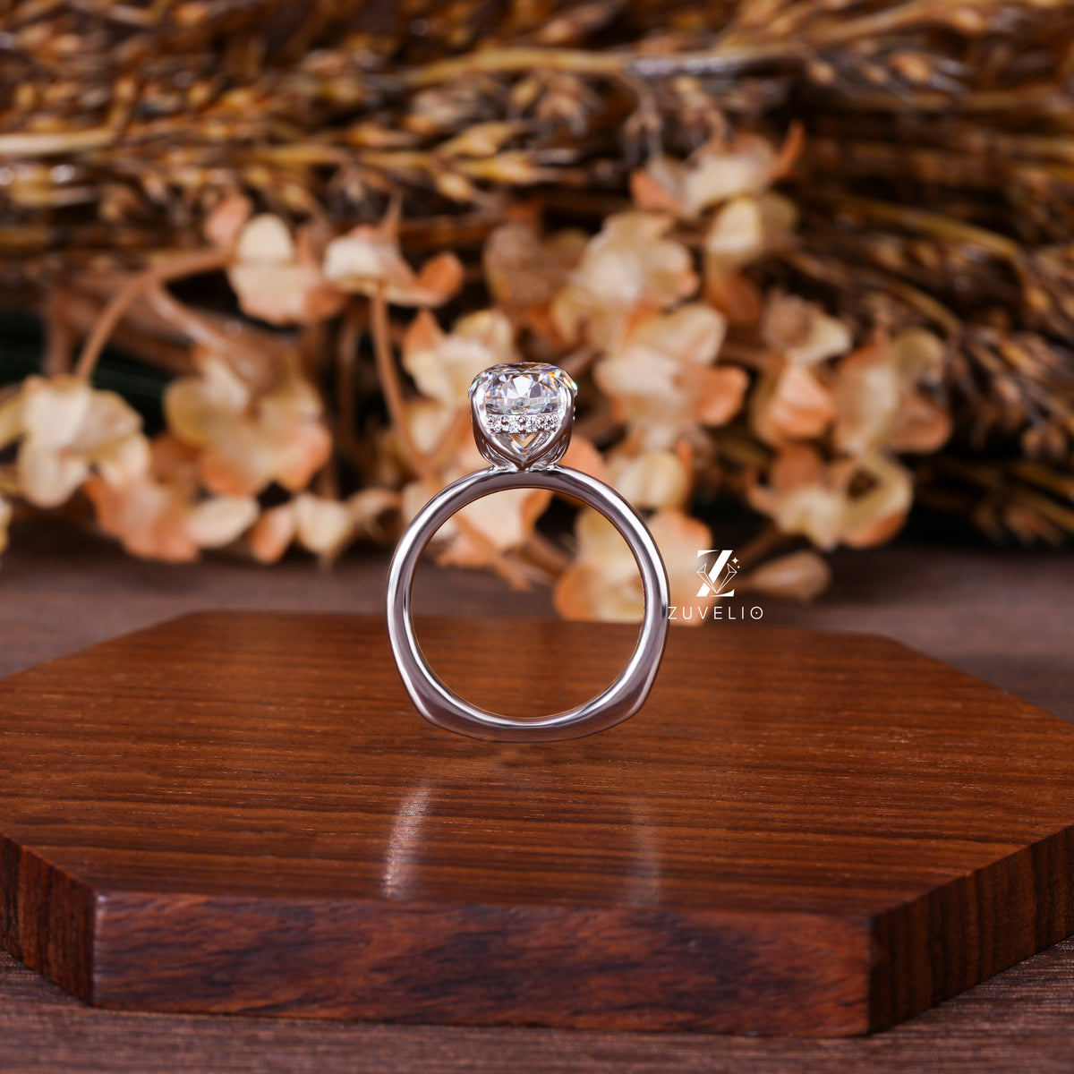 Oval Moissanite Hidden Halo Ring