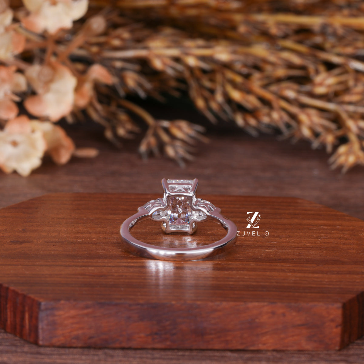 Emerald Three Stone Ring