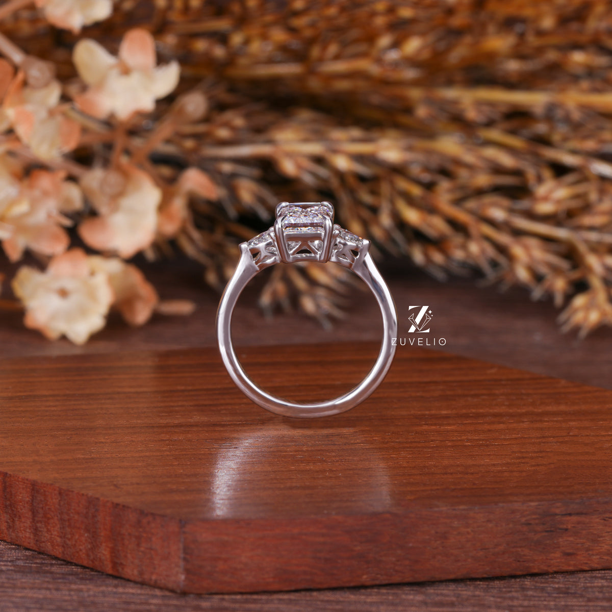 Emerald Three Stone Ring