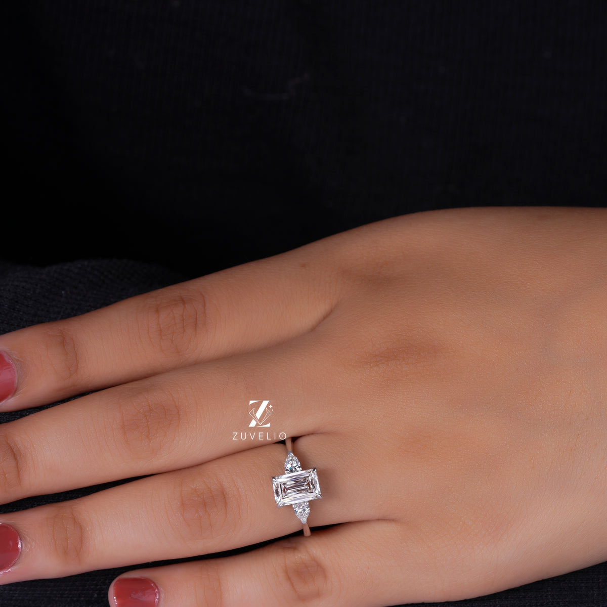 Emerald Three Stone Ring