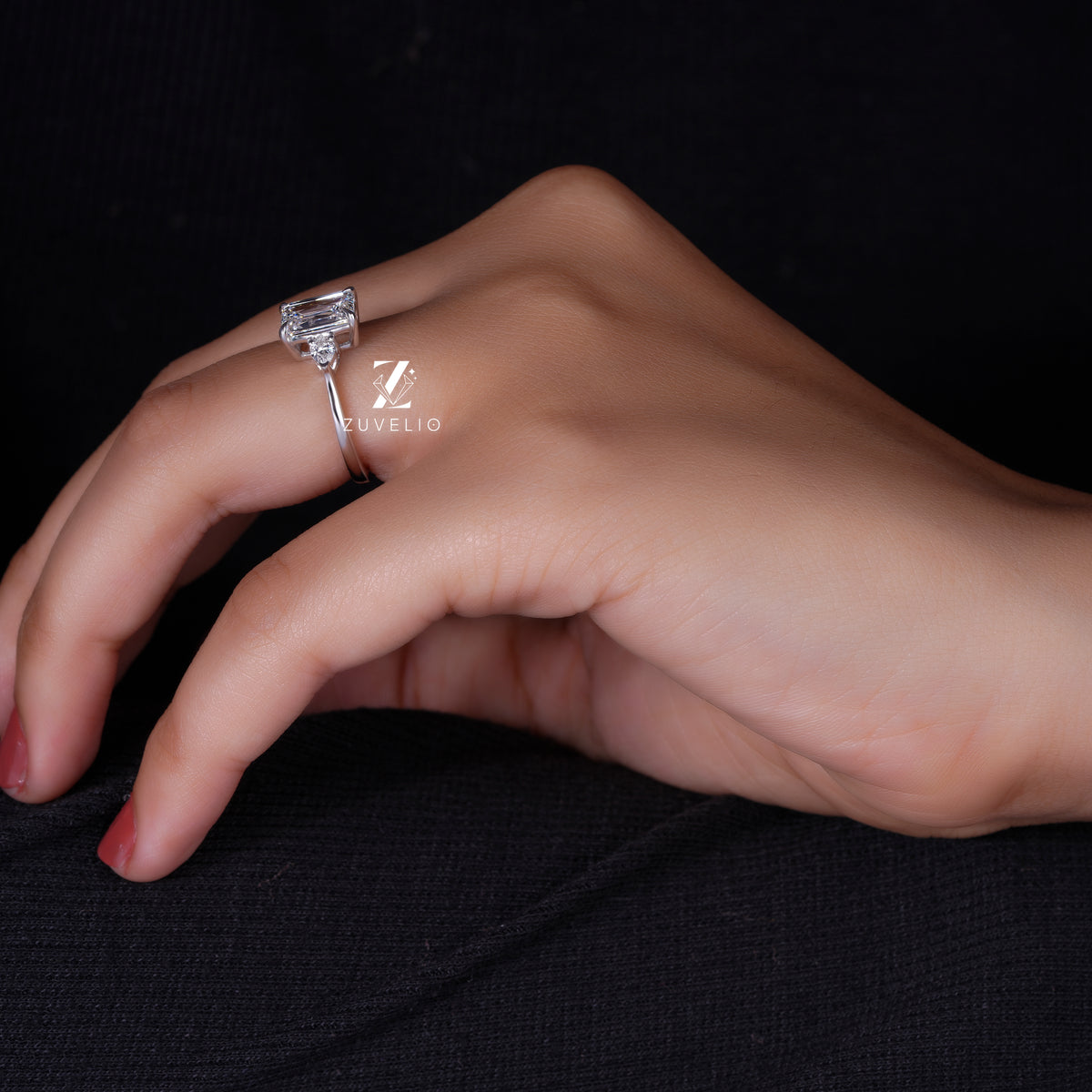 Emerald Three Stone Ring