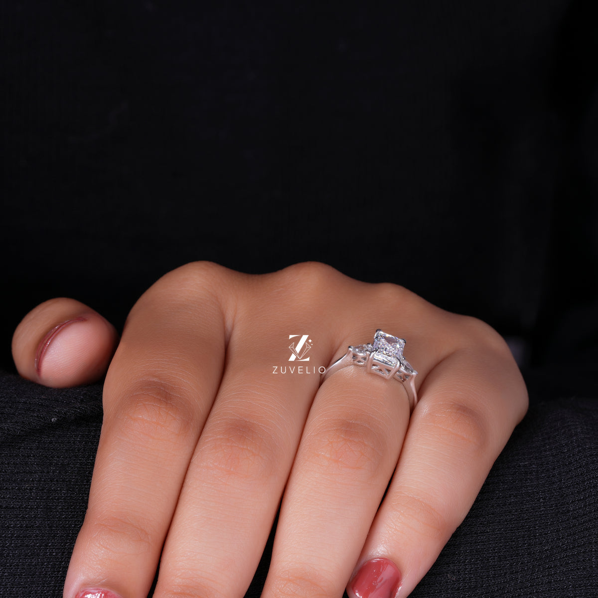 Emerald Three Stone Ring