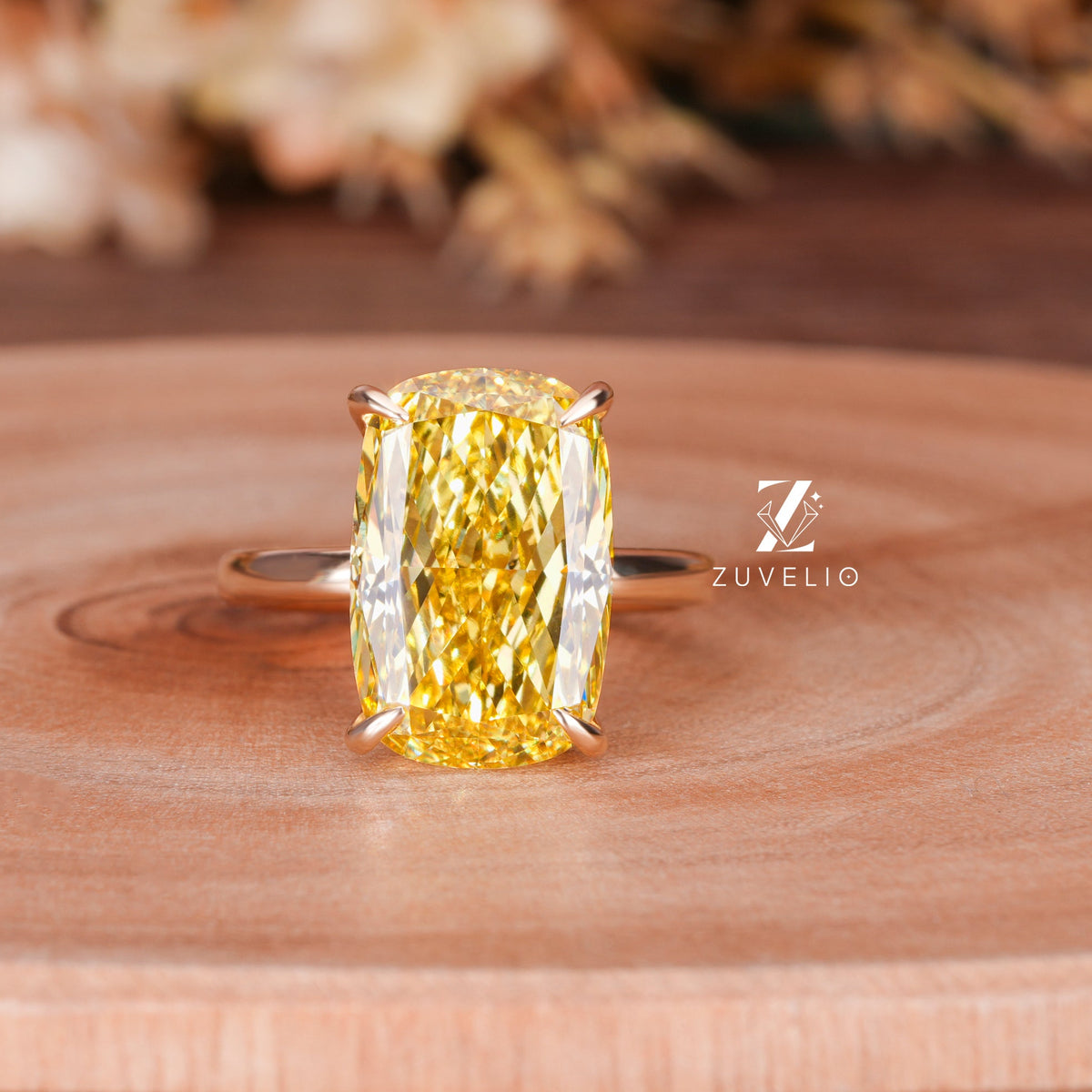 Yellow Cushion Diamond Ring