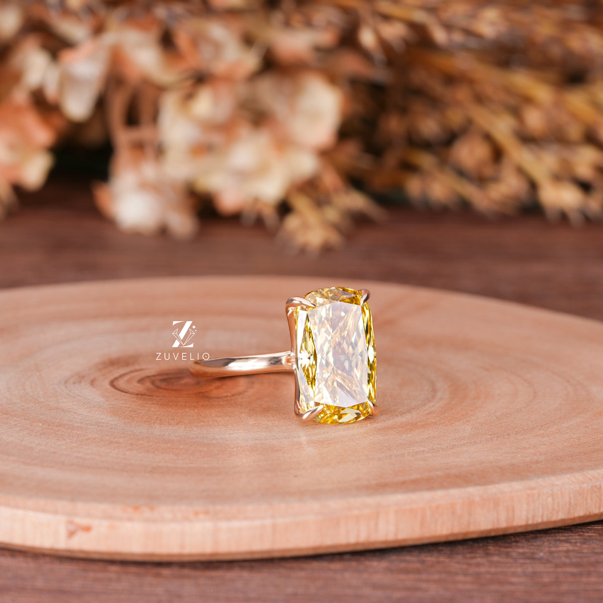 Yellow Cushion Diamond Ring