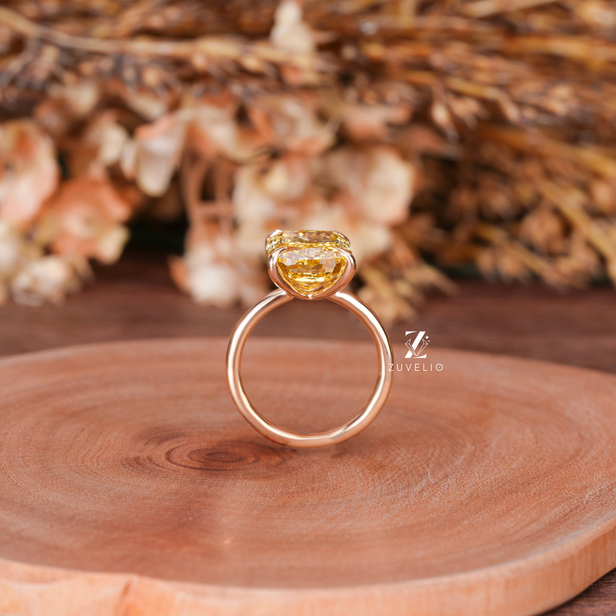 Yellow Cushion Diamond Ring