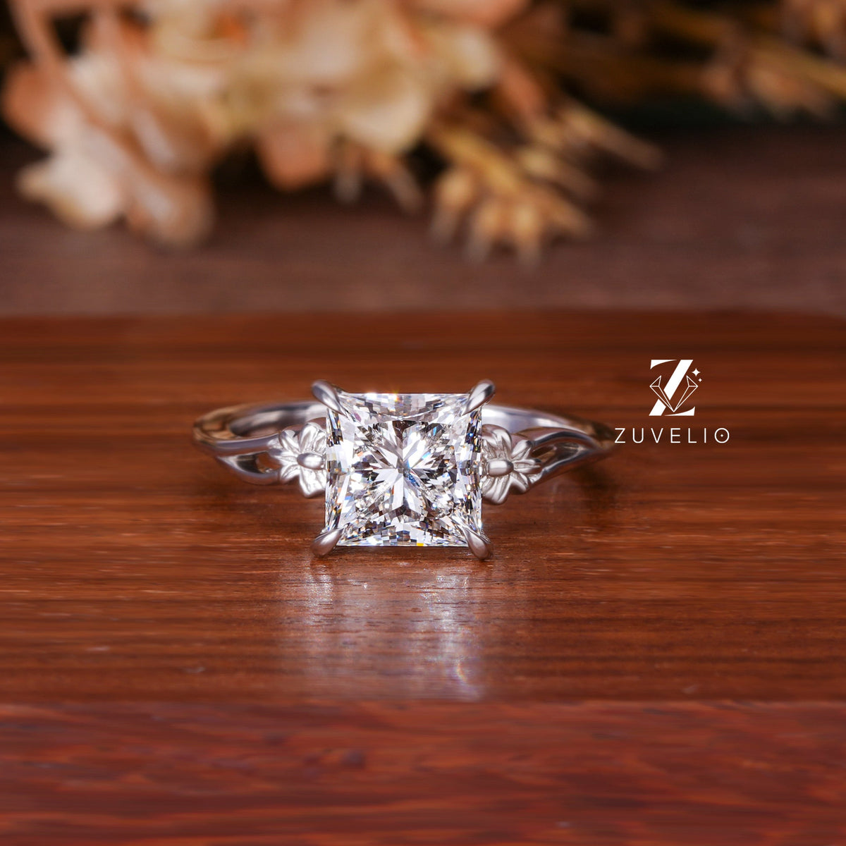 Princess Moissanite Solitaire Ring