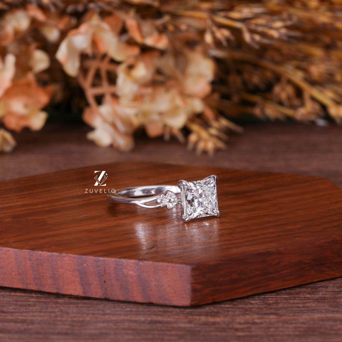 Princess Moissanite Solitaire Ring