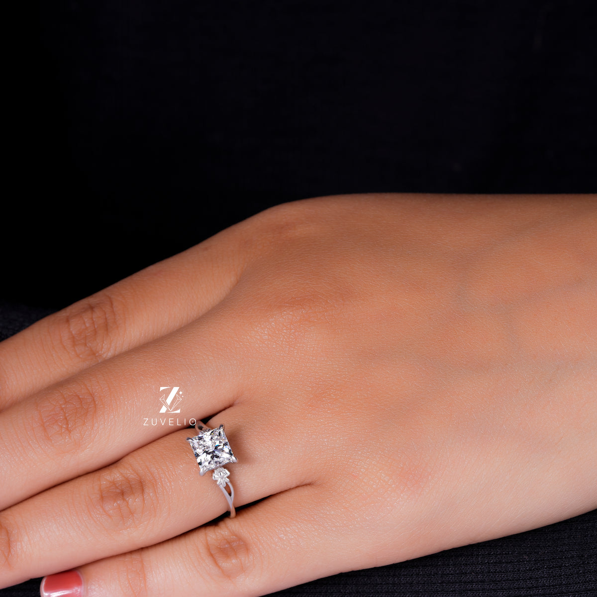 Princess Moissanite Solitaire Ring
