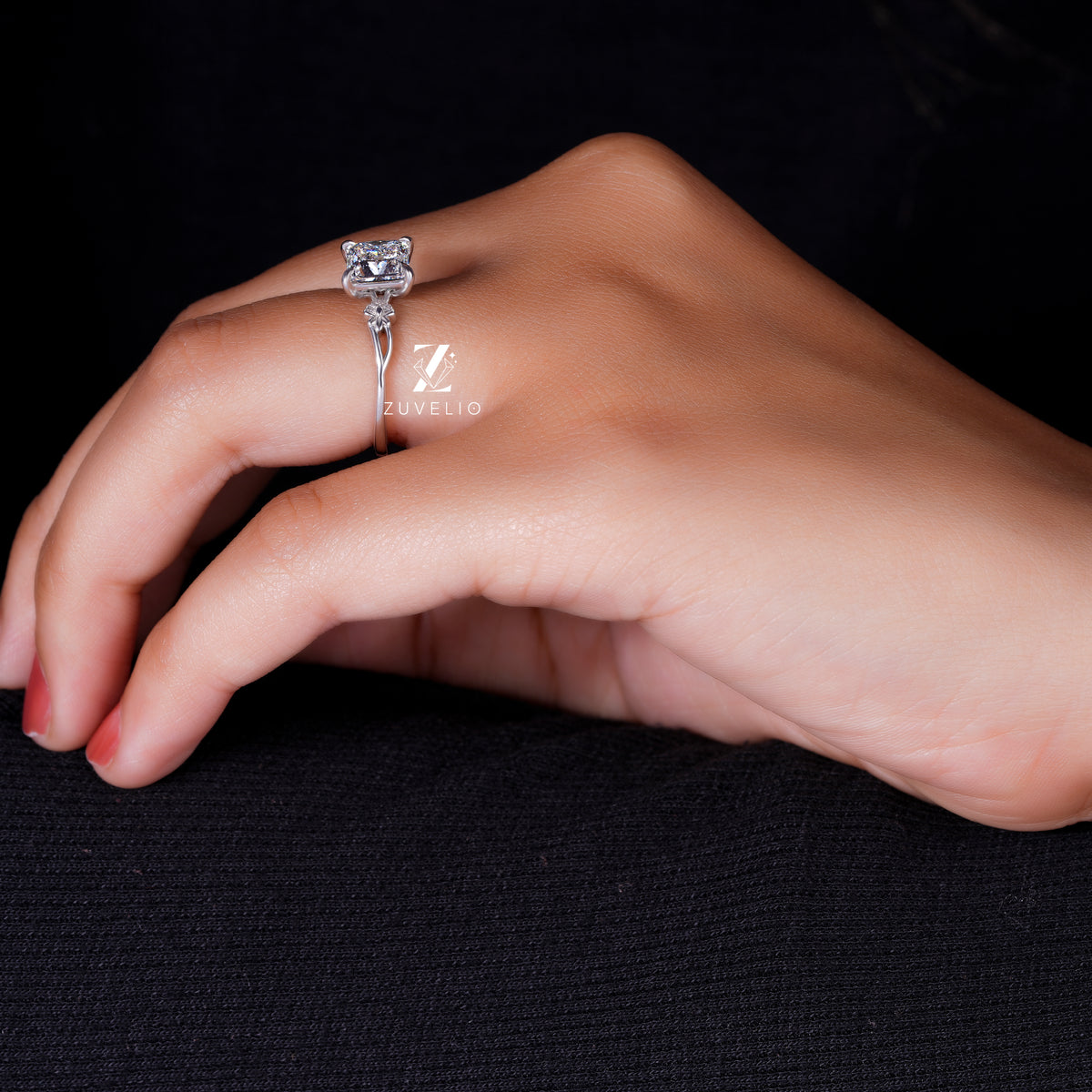 Princess Moissanite Solitaire Ring