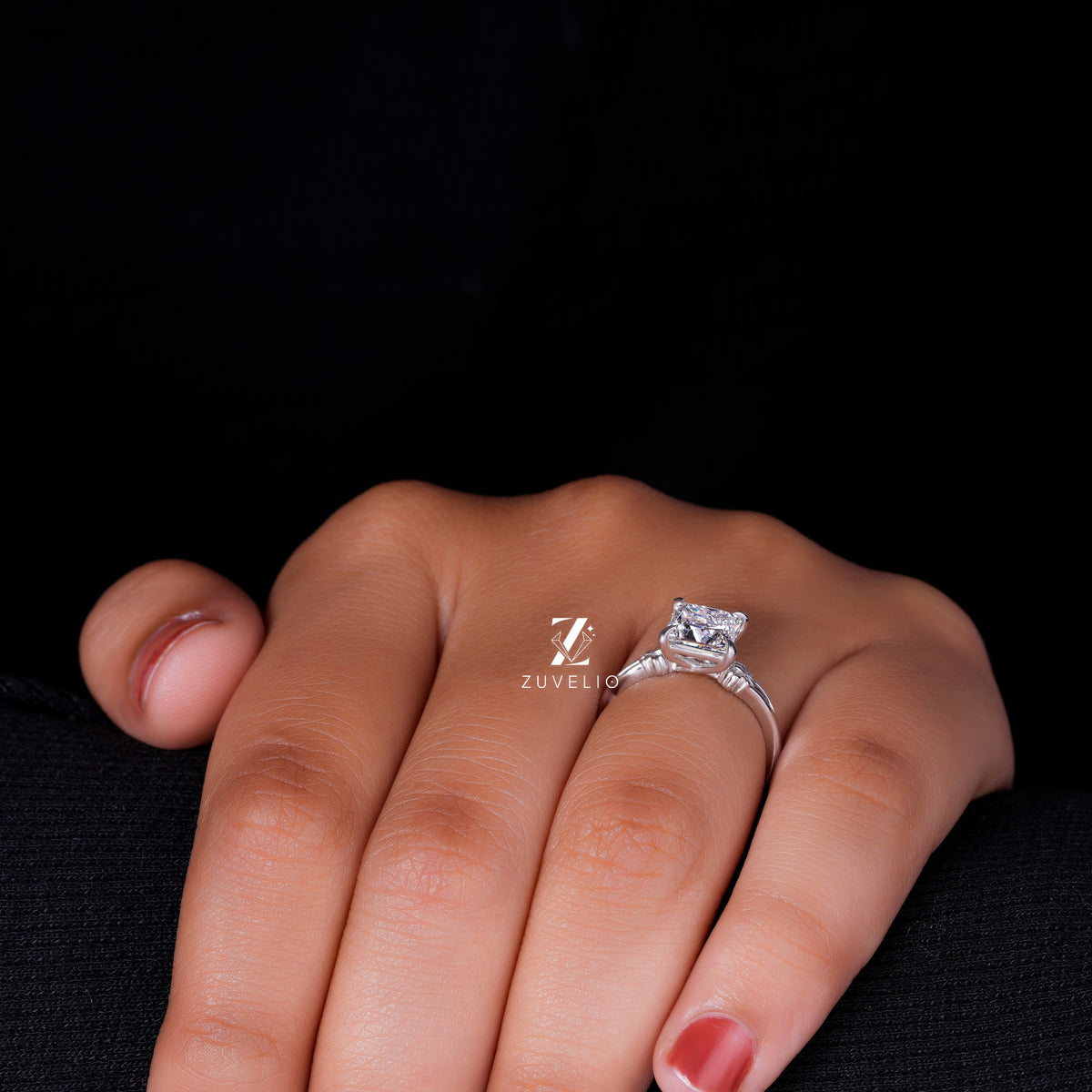 Princess Moissanite Solitaire Ring