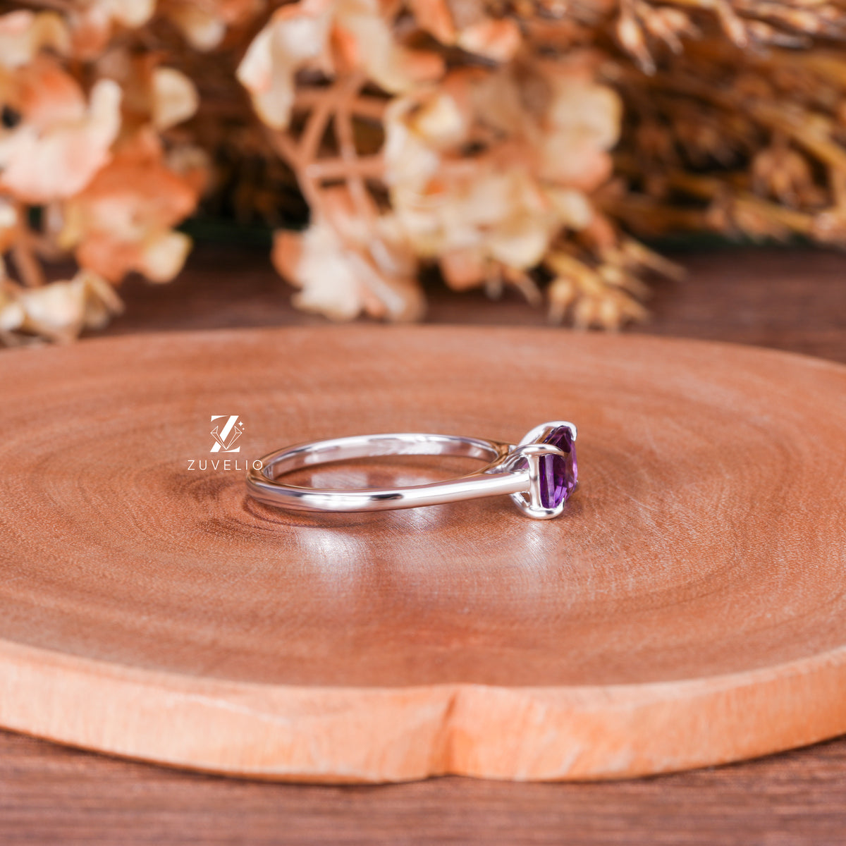 Radiant Amethyst Solitaire Ring