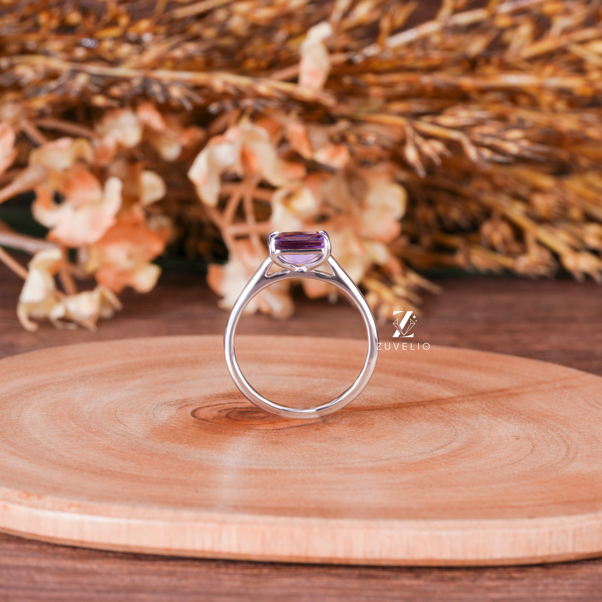Radiant Amethyst Solitaire Ring