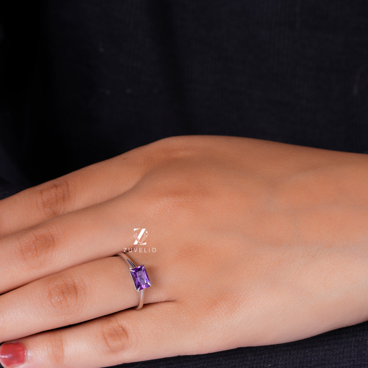 Radiant Amethyst Solitaire Ring