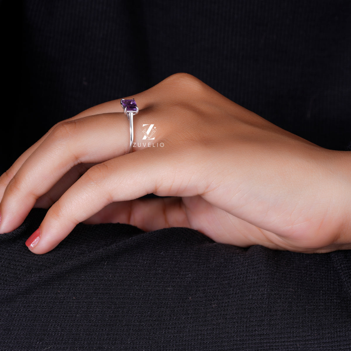 Radiant Amethyst Solitaire Ring