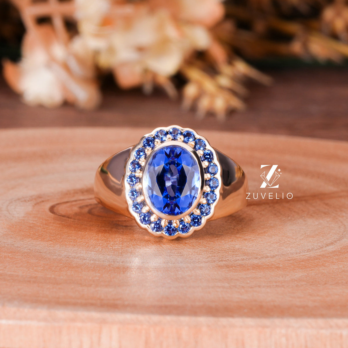 Blue Oval Signet Ring