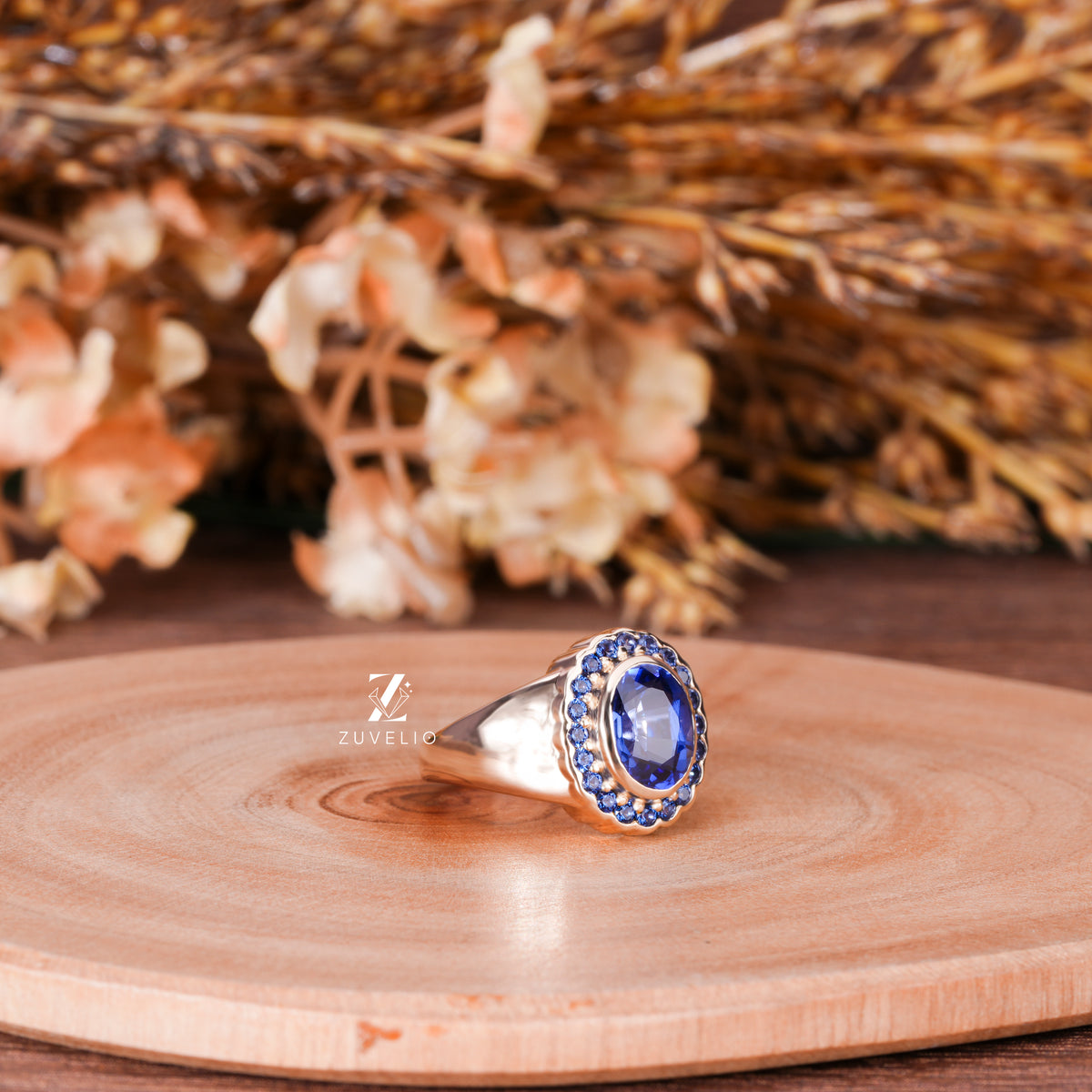 Blue Oval Signet Ring