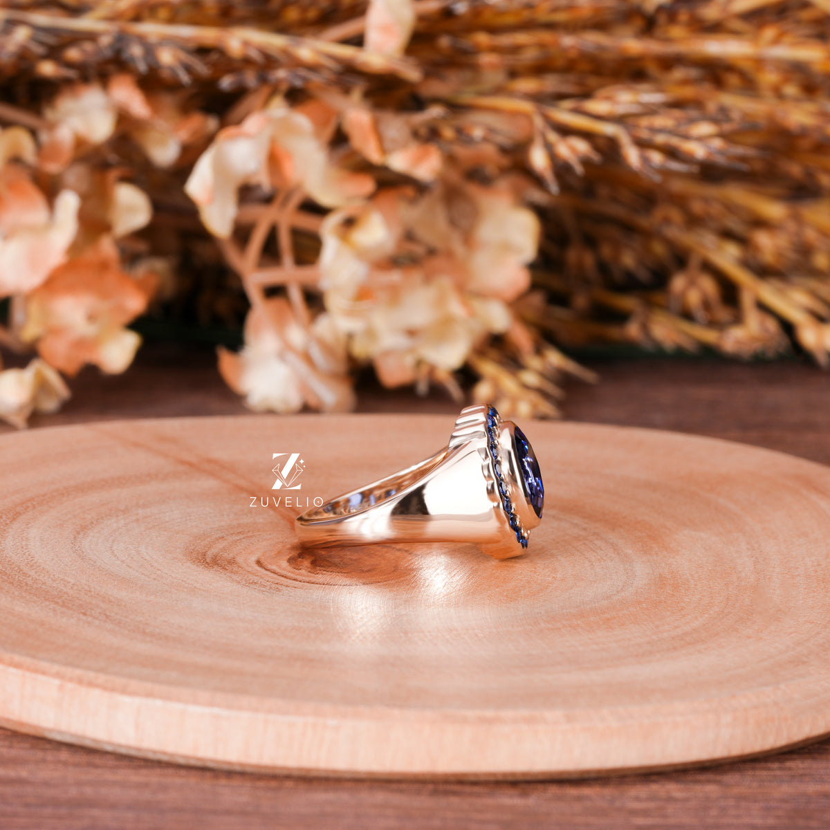 Blue Oval Signet Ring