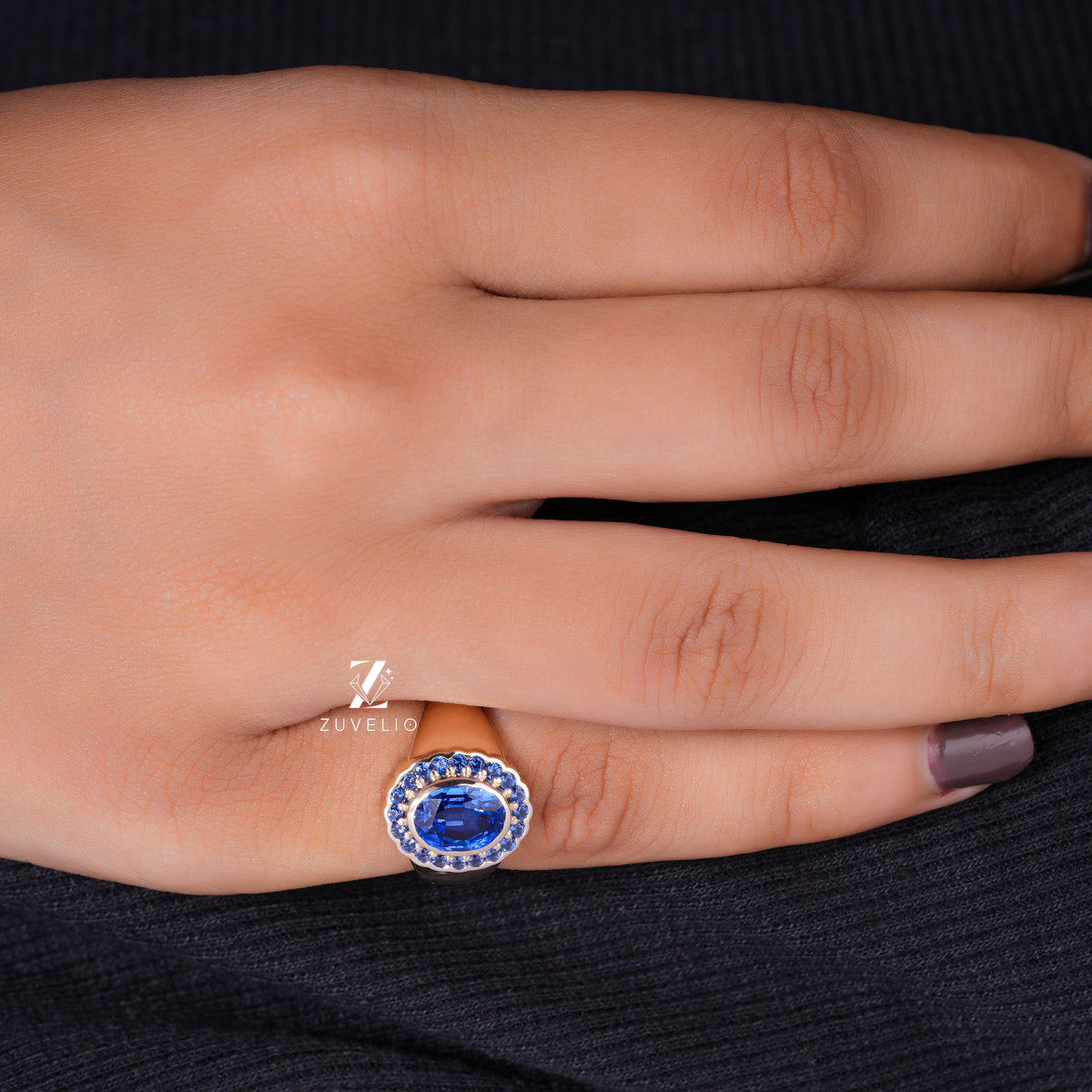 Blue Oval Signet Ring