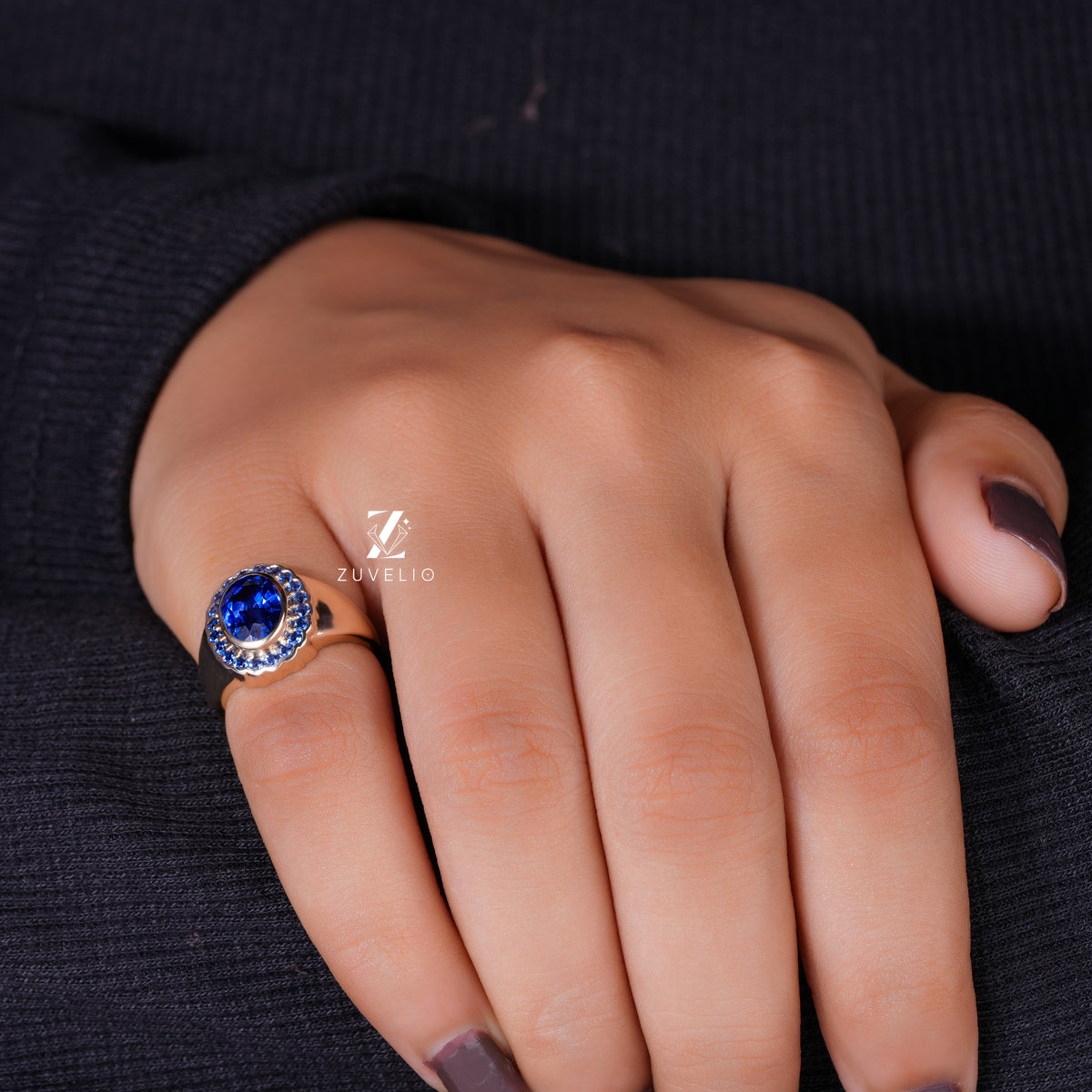 Blue Oval Signet Ring