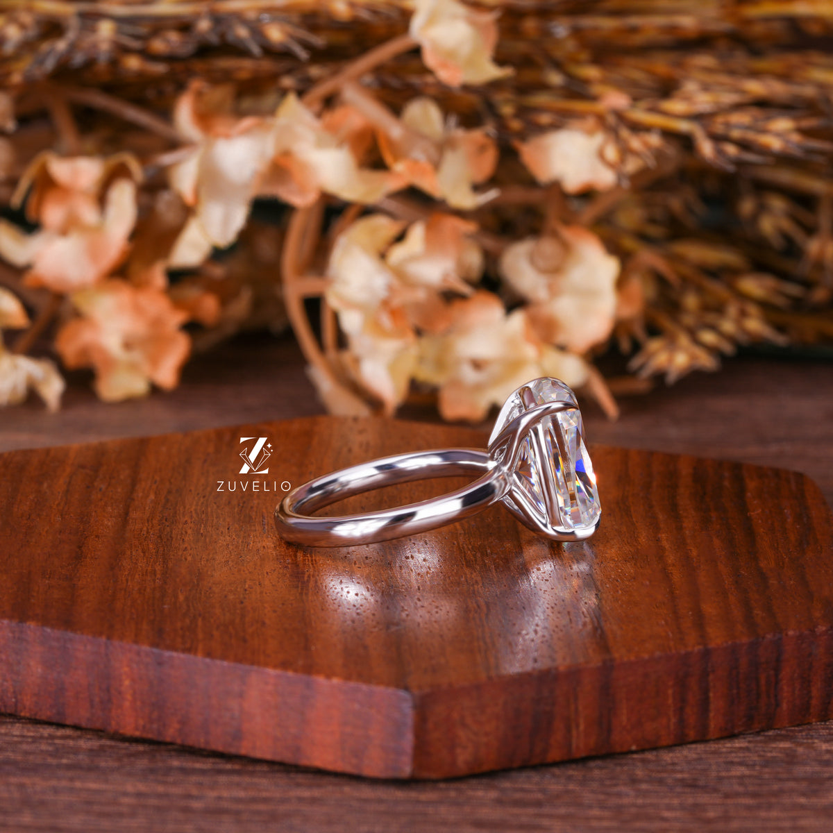 Cushion Solitaire Moissanite Ring
