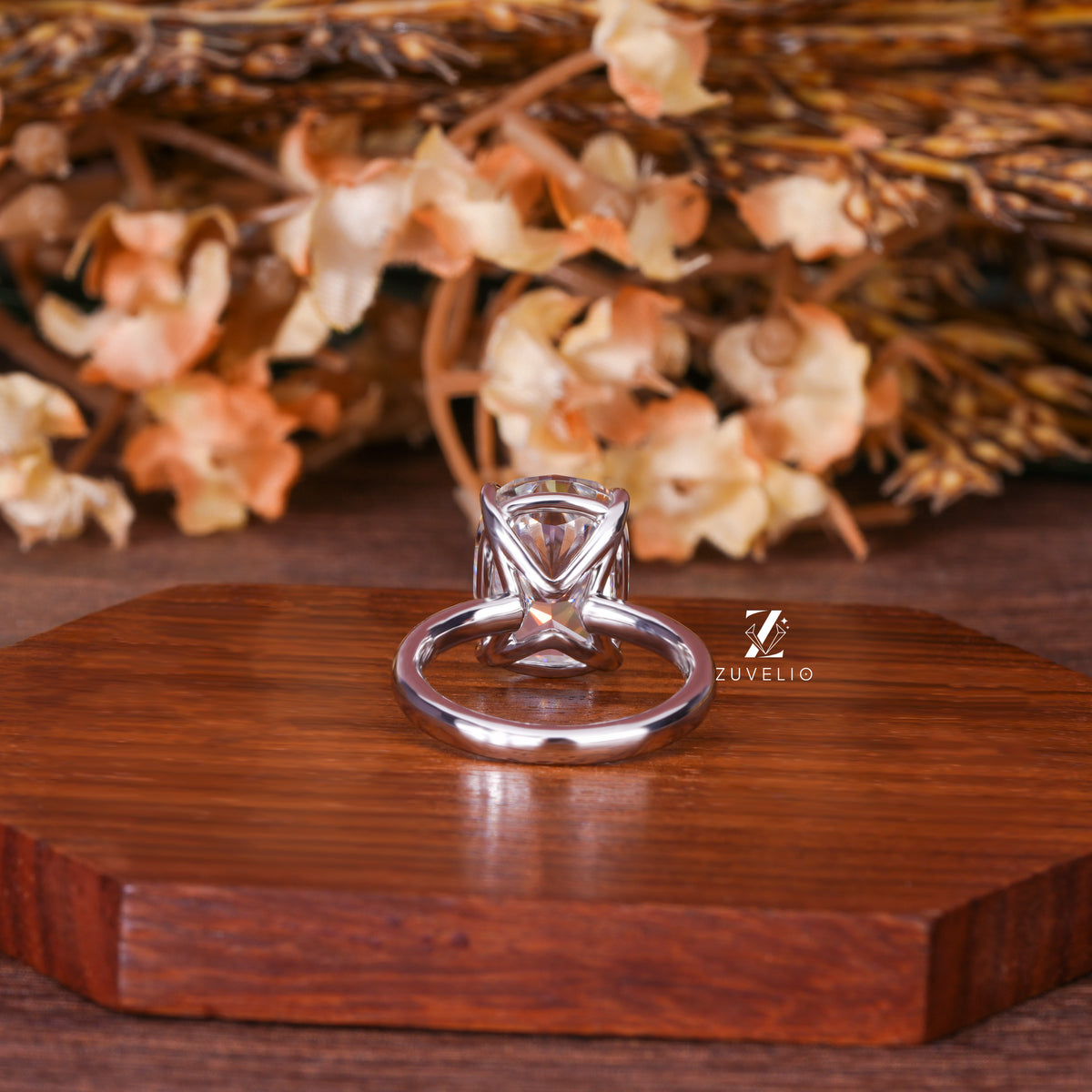 Cushion Solitaire Moissanite Ring