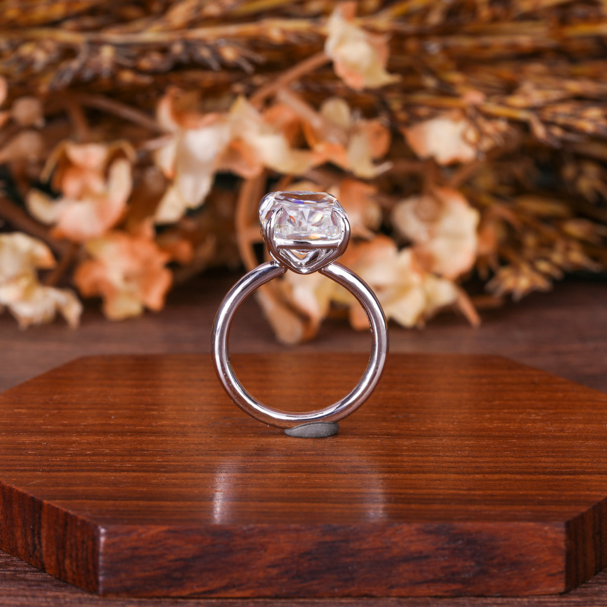 Cushion Solitaire Moissanite Ring