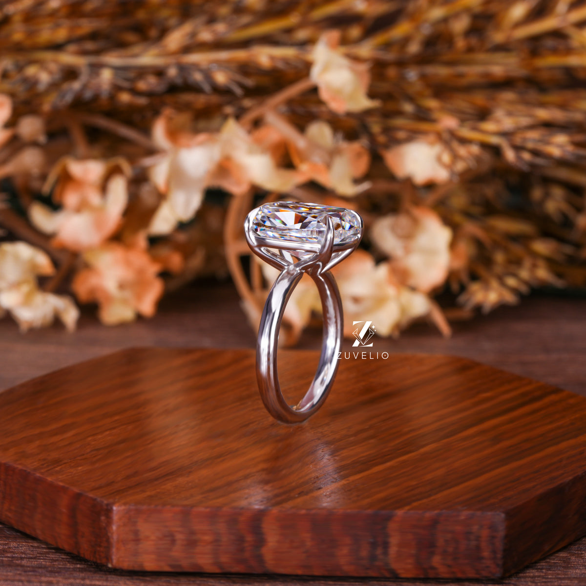 Cushion Solitaire Moissanite Ring