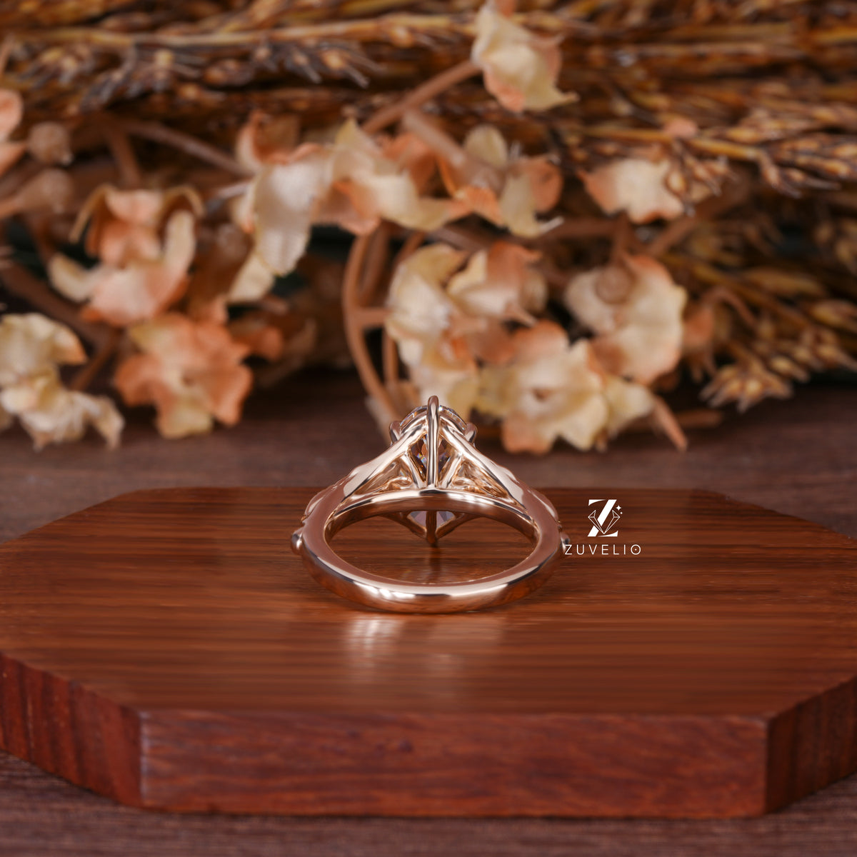 Moval Moissanite Sapphire Ring