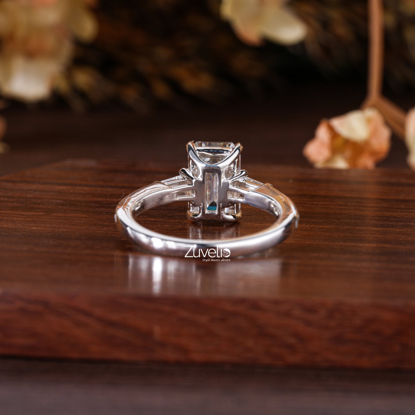 Emerald Baguette Moissanite Ring