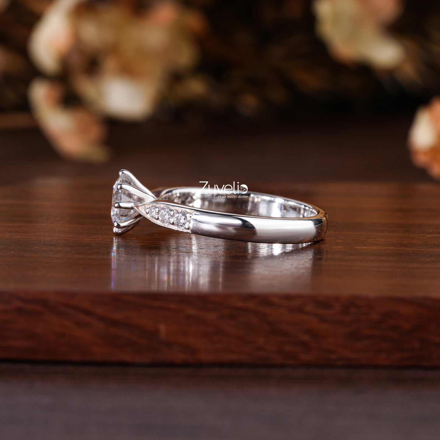 Pave Solitaire Diamond Wedding Ring
