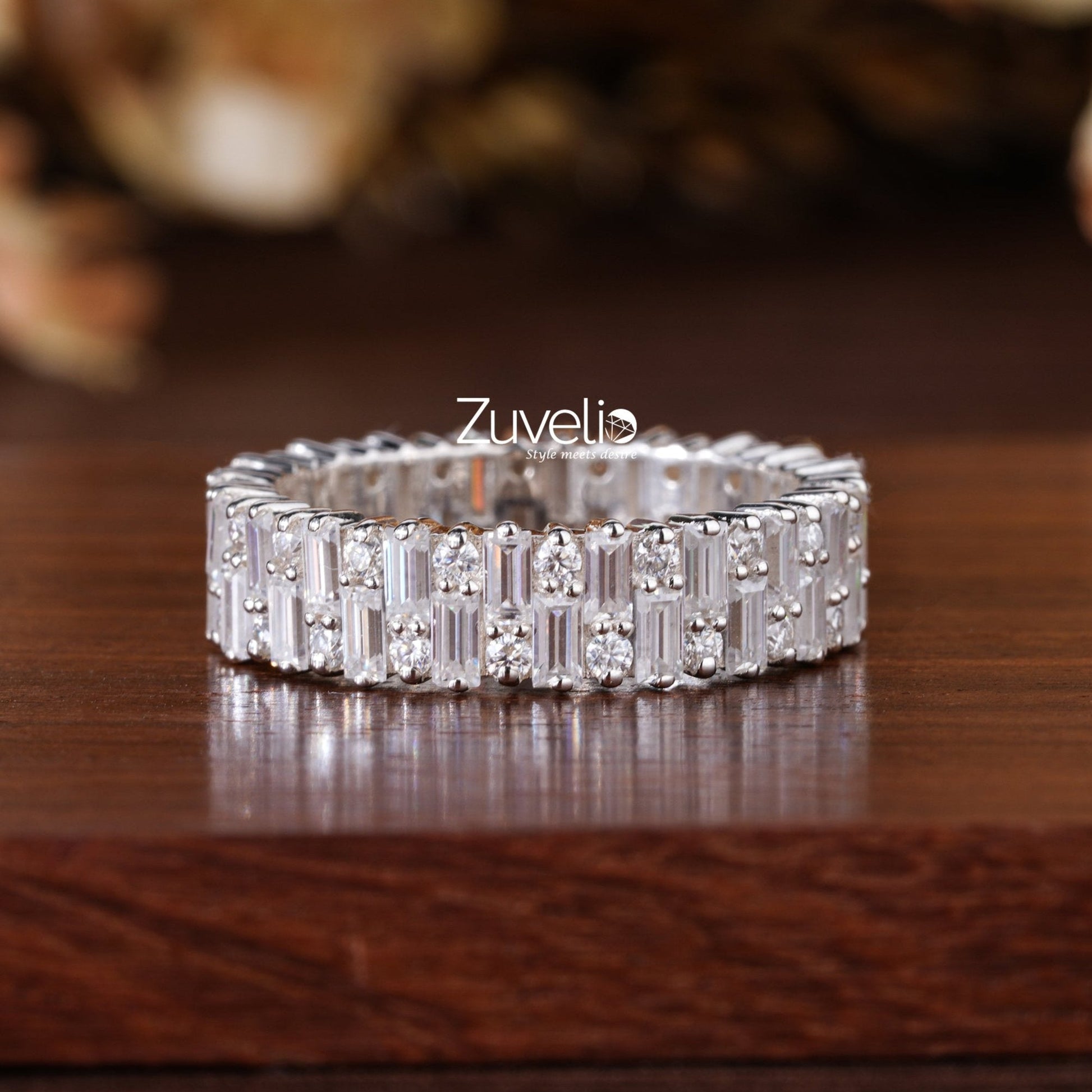 Baguette Round Moissanite Ring - Zuvelio.com