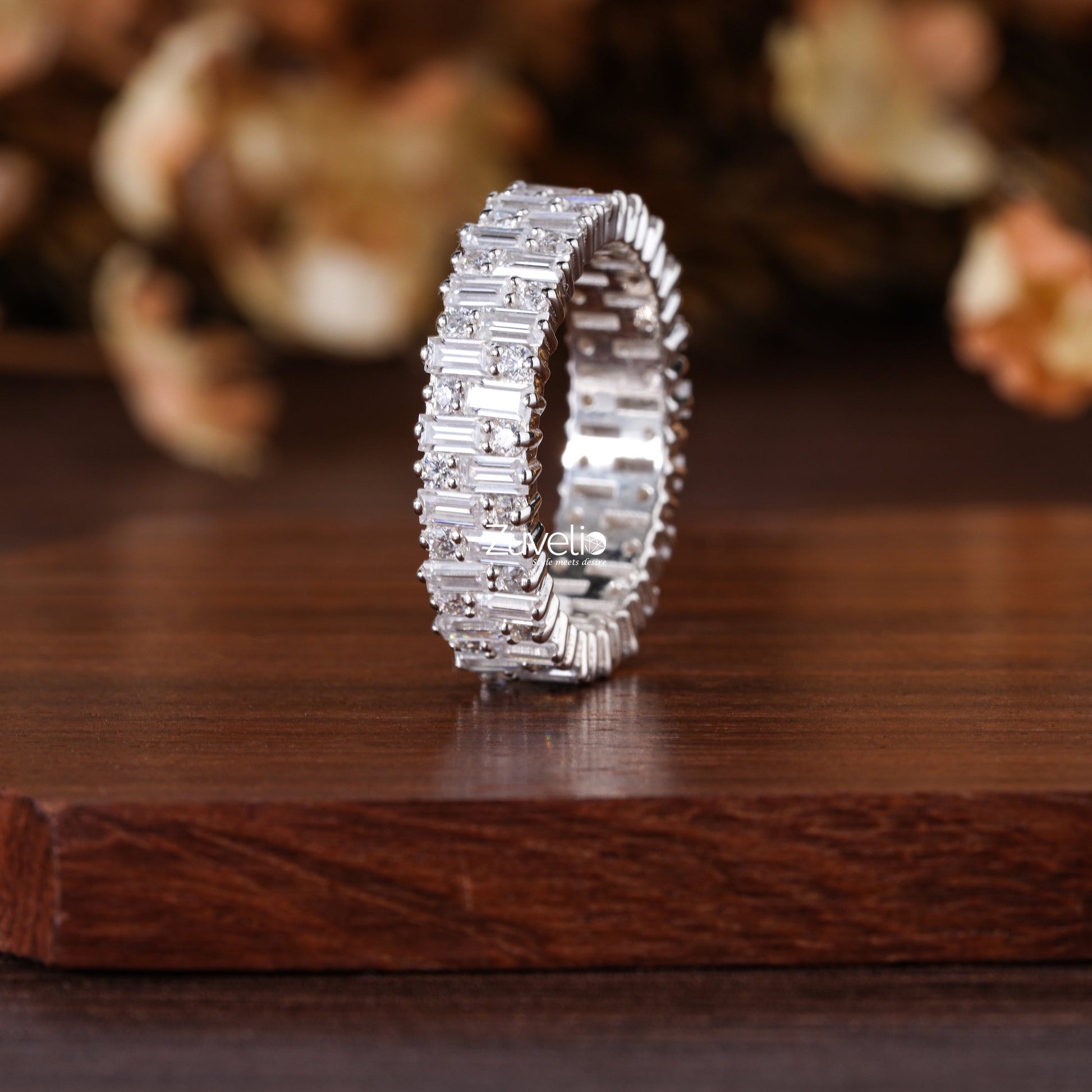 Baguette Round Moissanite Ring - Zuvelio.com