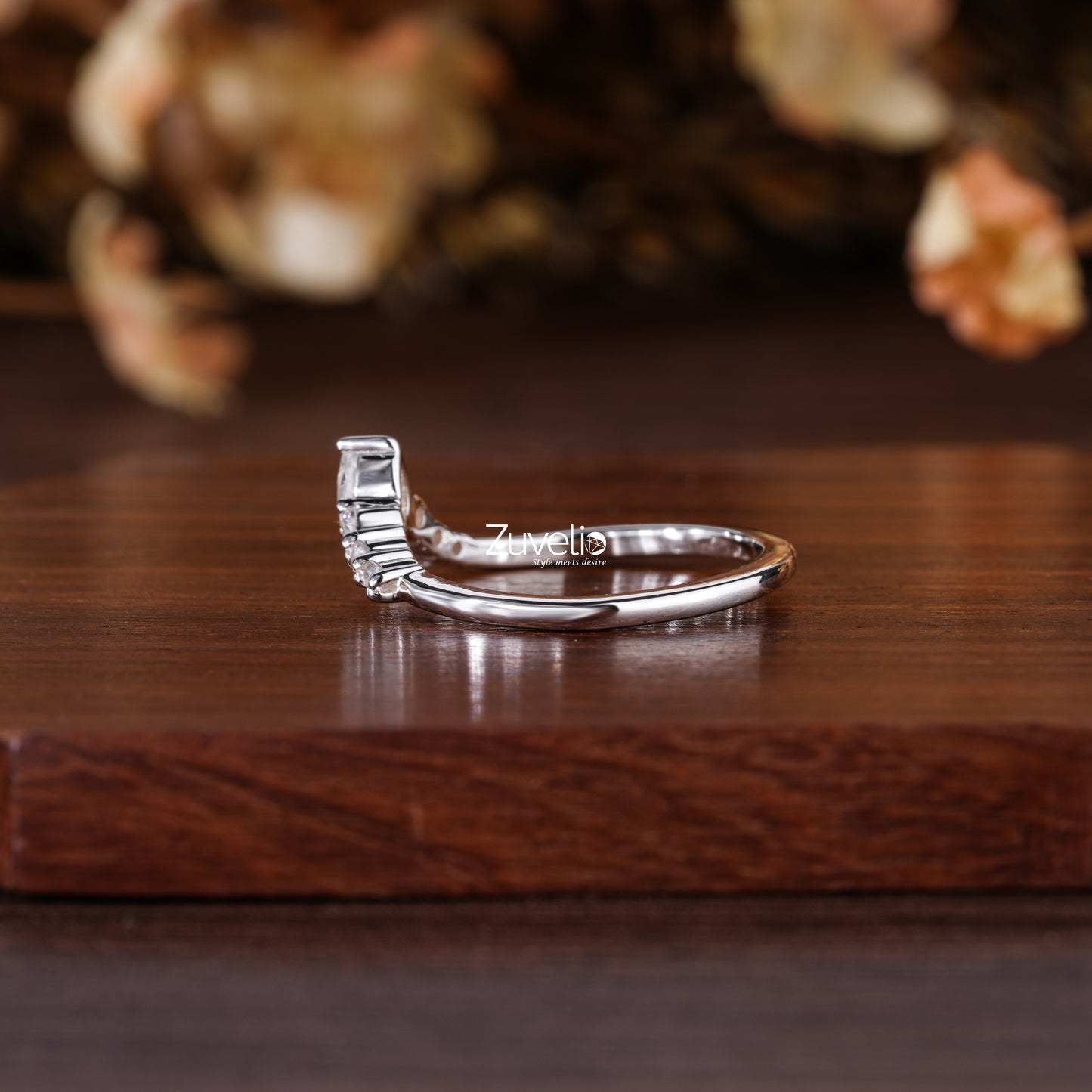 Moissanite V Shape Band