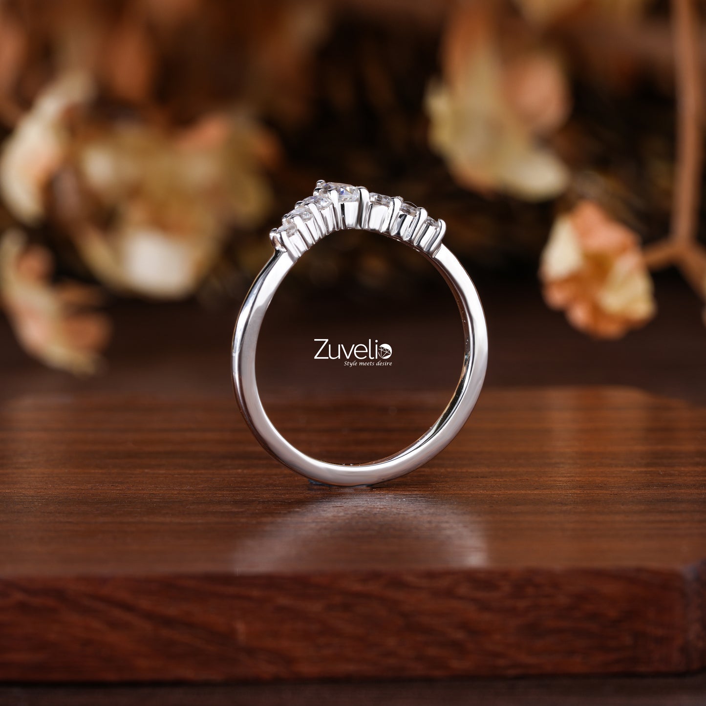 Moissanite V Shape Band