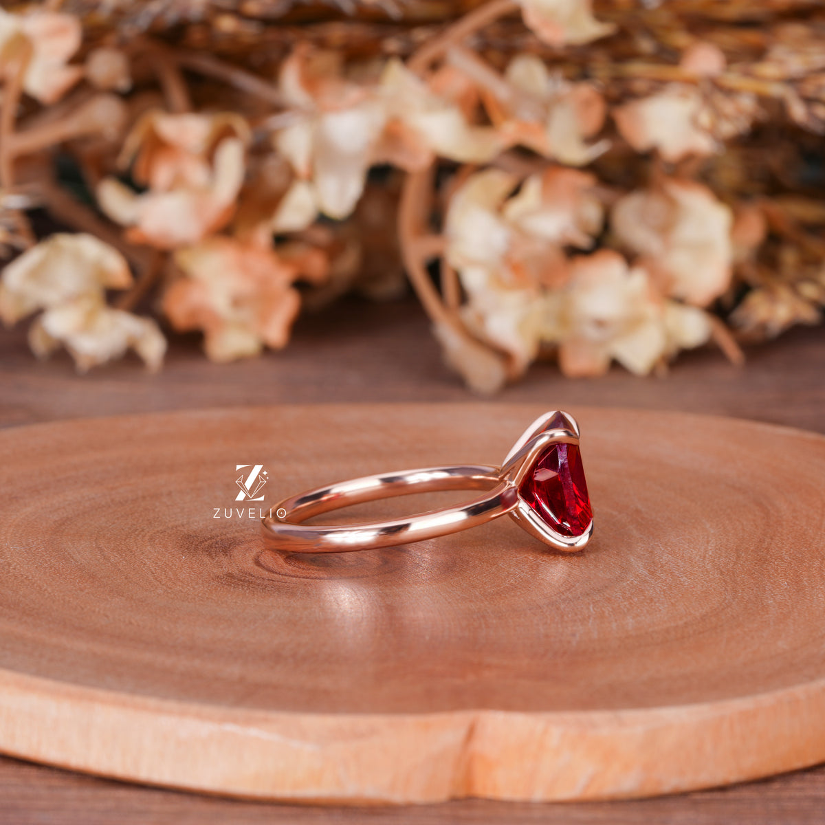 Red Cushion Gemstone Ring