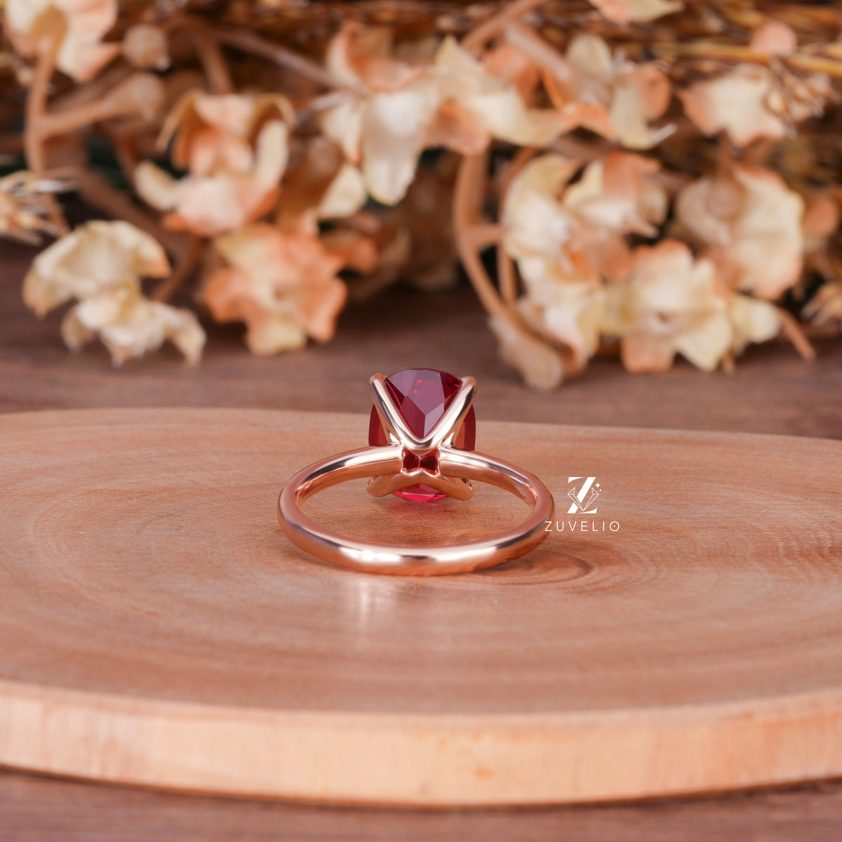 Red Cushion Gemstone Ring