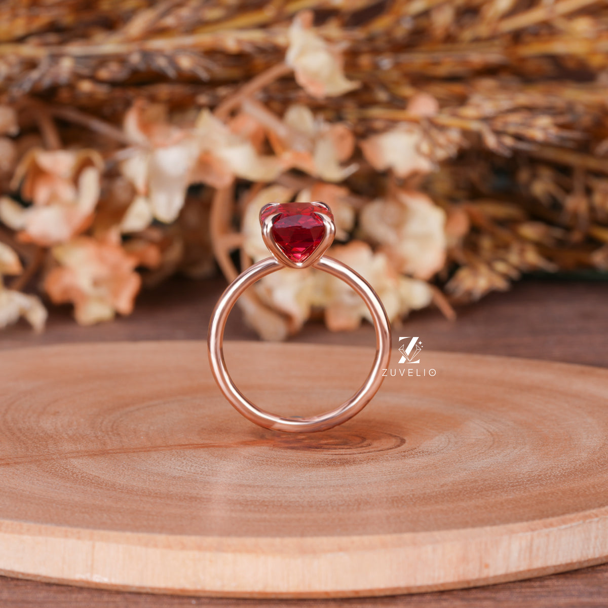Red Cushion Gemstone Ring