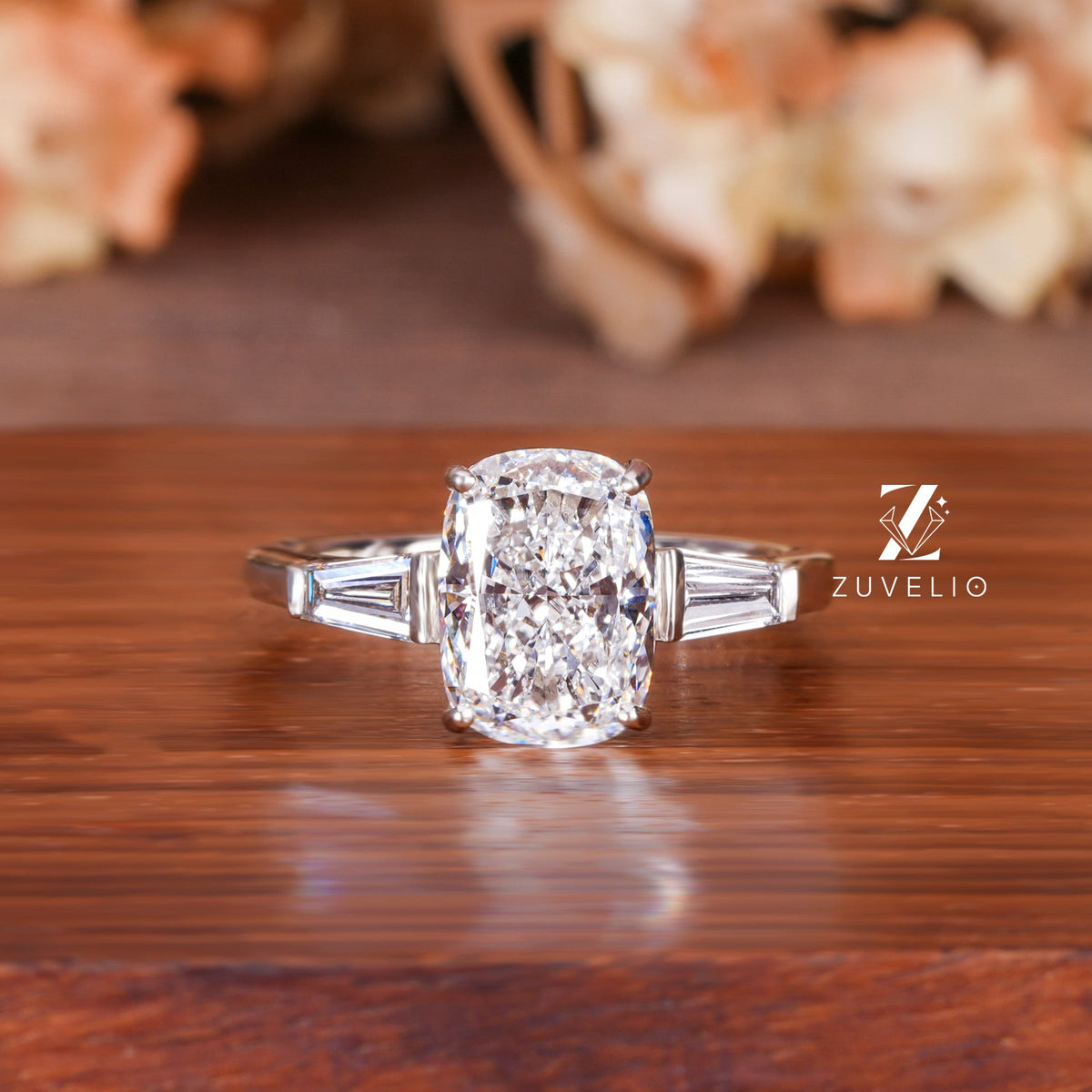 Elongated Cushion Trilogy Ring